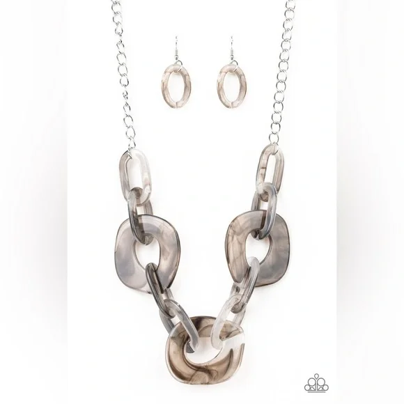 Courageously Chromatic Paparazzi - Silver Toned Necklace & Earrings Set - Picture 3 of 3